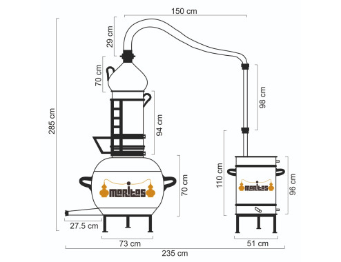 Alambique Columna Rotativa 300 litros COMPLETO