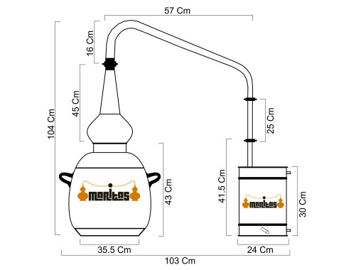 Alambique whisky 30 litros + Termómetro + Alcoholímetro