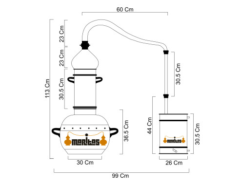 Alambique Polivalente 30 litros + Termómetro + Parrillas de Separación